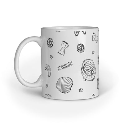 Pasta Shapes Line Drawing Printed Mugs