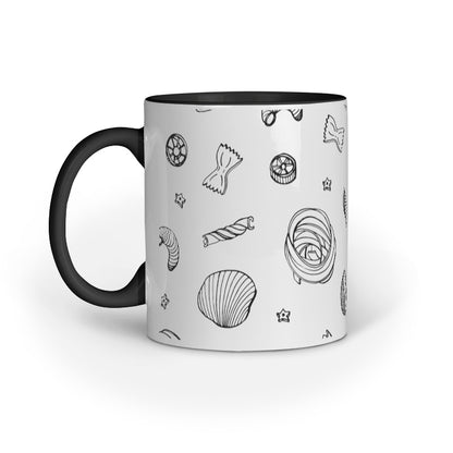 Pasta Shapes Line Drawing Printed Mugs