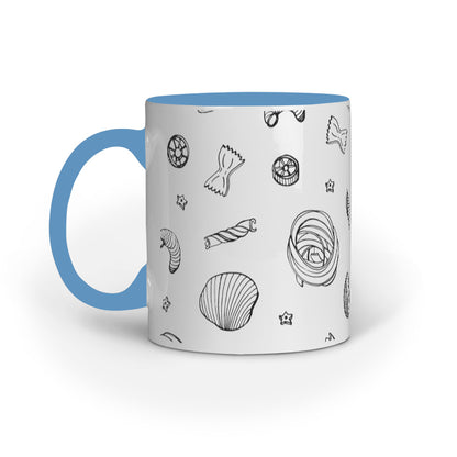 Pasta Shapes Line Drawing Printed Mugs