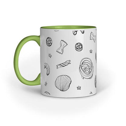 Pasta Shapes Line Drawing Printed Mugs