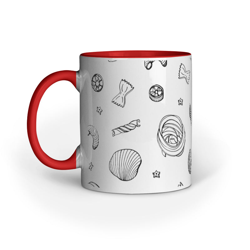 Pasta Shapes Line Drawing Printed Mugs