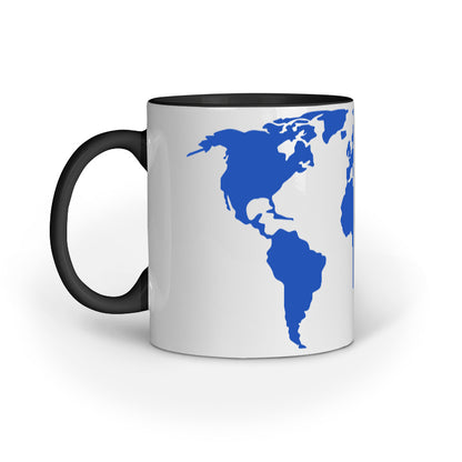Blue World Map Design Mug: Explore and Sip in Style