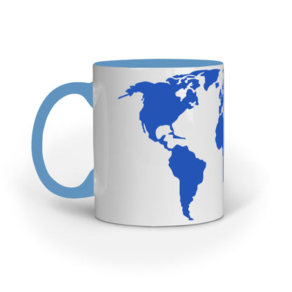 Blue World Map Design Mug: Explore and Sip in Style