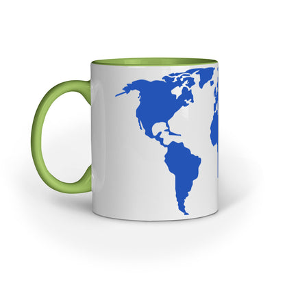 Blue World Map Design Mug: Explore and Sip in Style