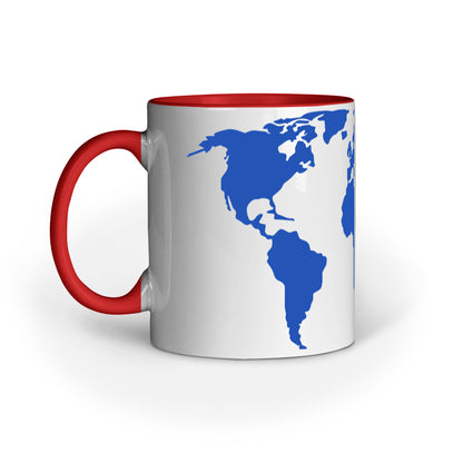 Blue World Map Design Mug: Explore and Sip in Style