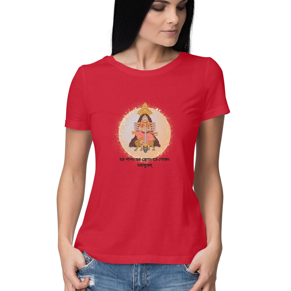 Peaceful Durga Mantra Women's Printed T-Shirt