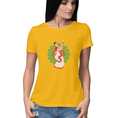 Traditional Dance Durga Puja Women's Printed T-Shirt - Festival Vibes