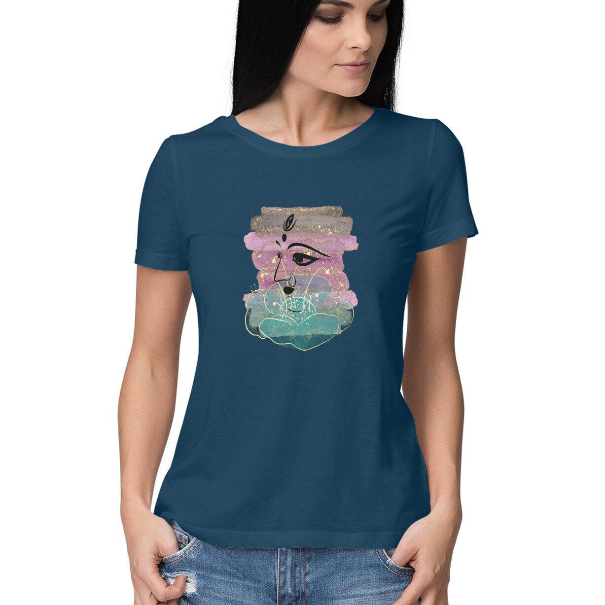 Omnipresent Goddess Durga Women's T-Shirt - Across 3 Realms Design