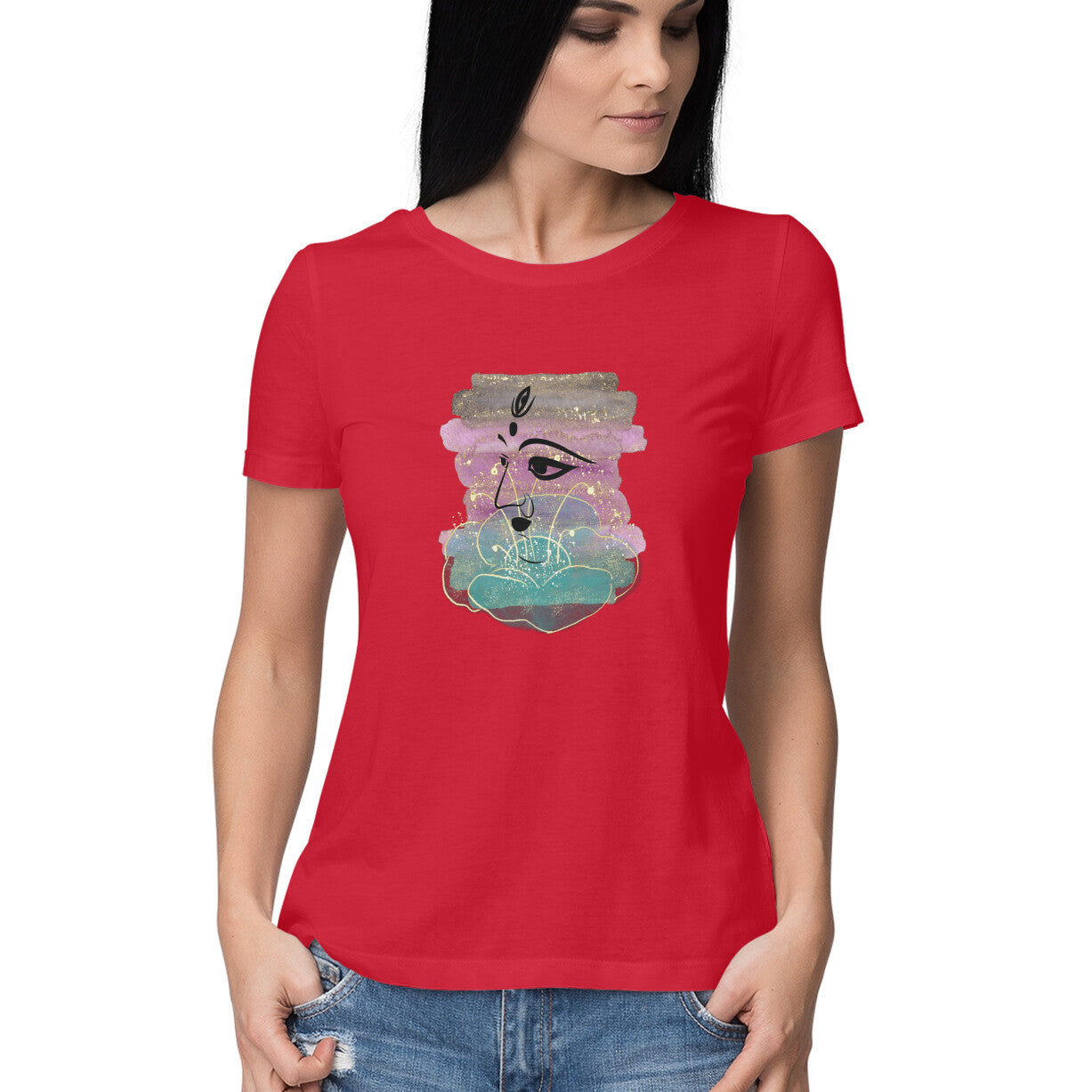 Omnipresent Goddess Durga Women's T-Shirt - Across 3 Realms Design