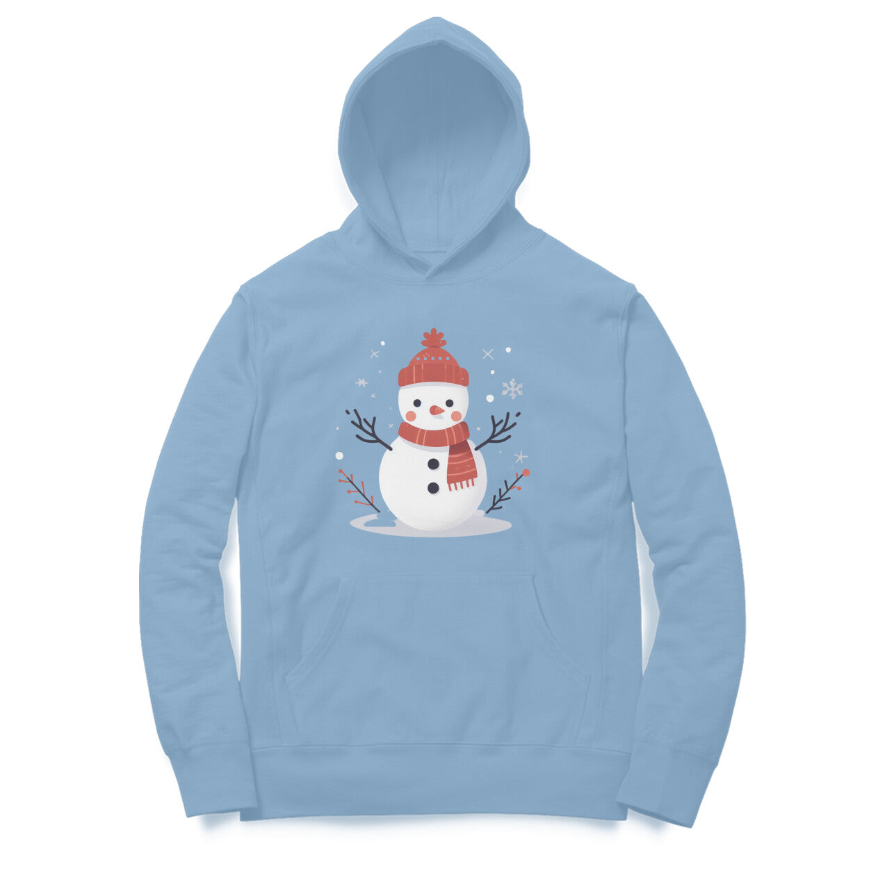 Joyful Frost Unisex Printed Hoodie - Happy Snowman Delight