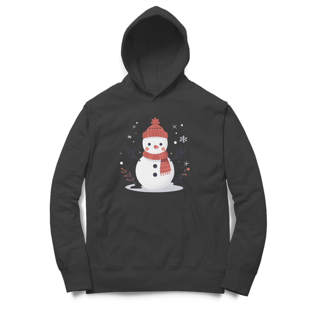 Joyful Frost Unisex Printed Hoodie - Happy Snowman Delight