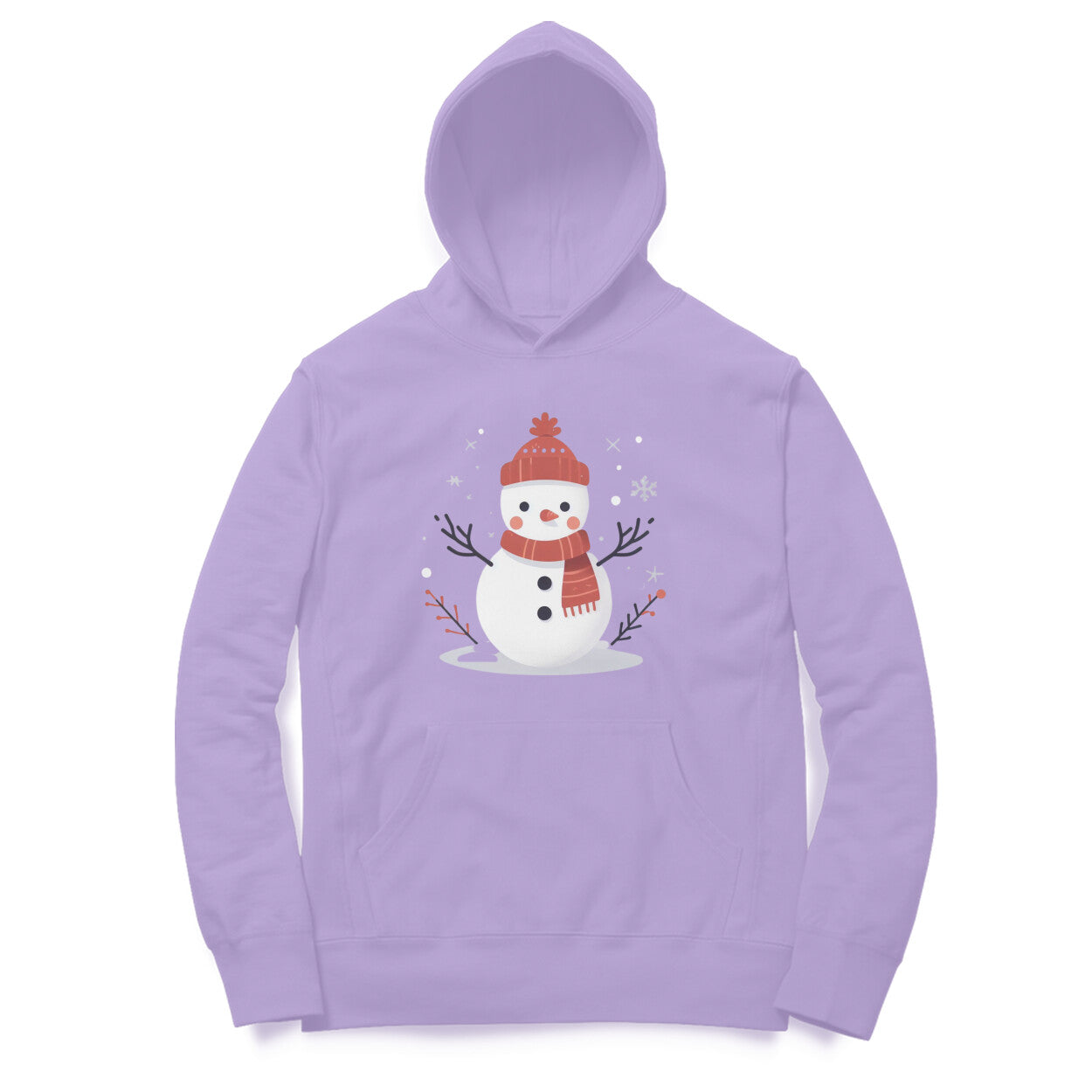 Joyful Frost Unisex Printed Hoodie - Happy Snowman Delight