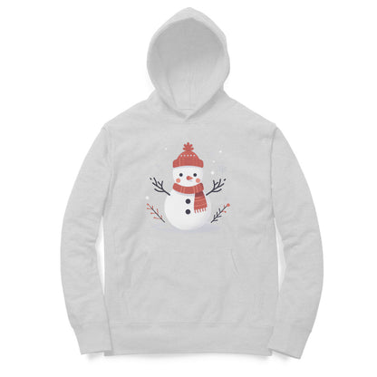 Joyful Frost Unisex Printed Hoodie - Happy Snowman Delight