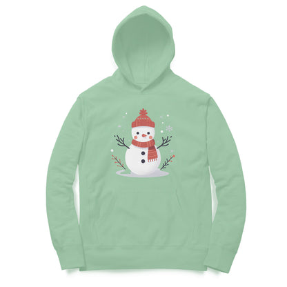 Joyful Frost Unisex Printed Hoodie - Happy Snowman Delight