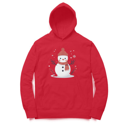 Joyful Frost Unisex Printed Hoodie - Happy Snowman Delight