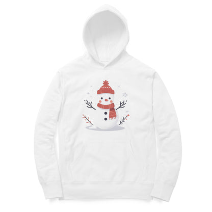 Joyful Frost Unisex Printed Hoodie - Happy Snowman Delight