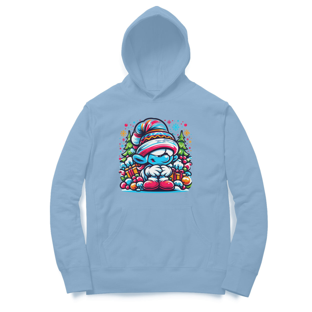 Christmas Smurf Unisex Printed Hoodie - Festive Whimsy Collection