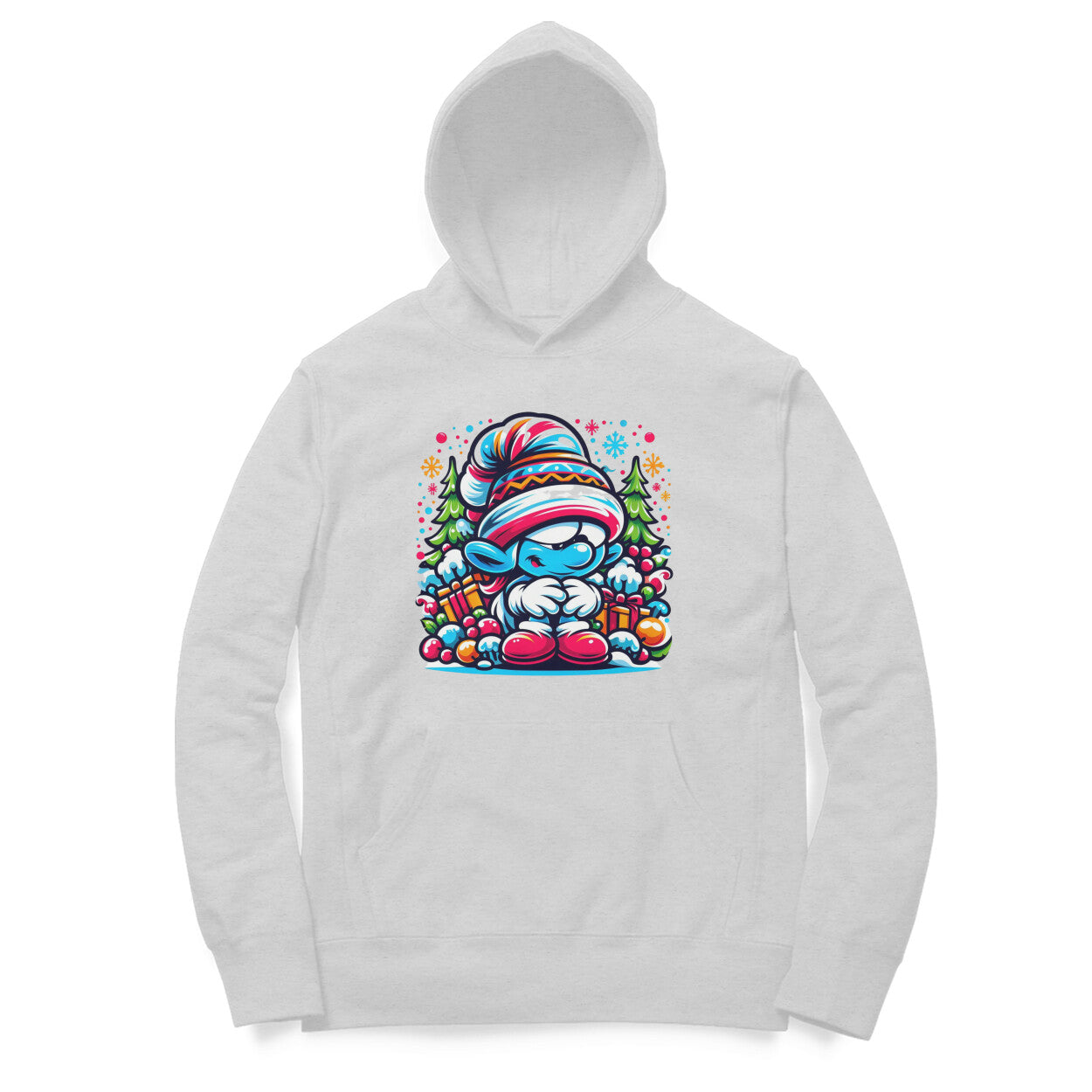 Christmas Smurf Unisex Printed Hoodie - Festive Whimsy Collection