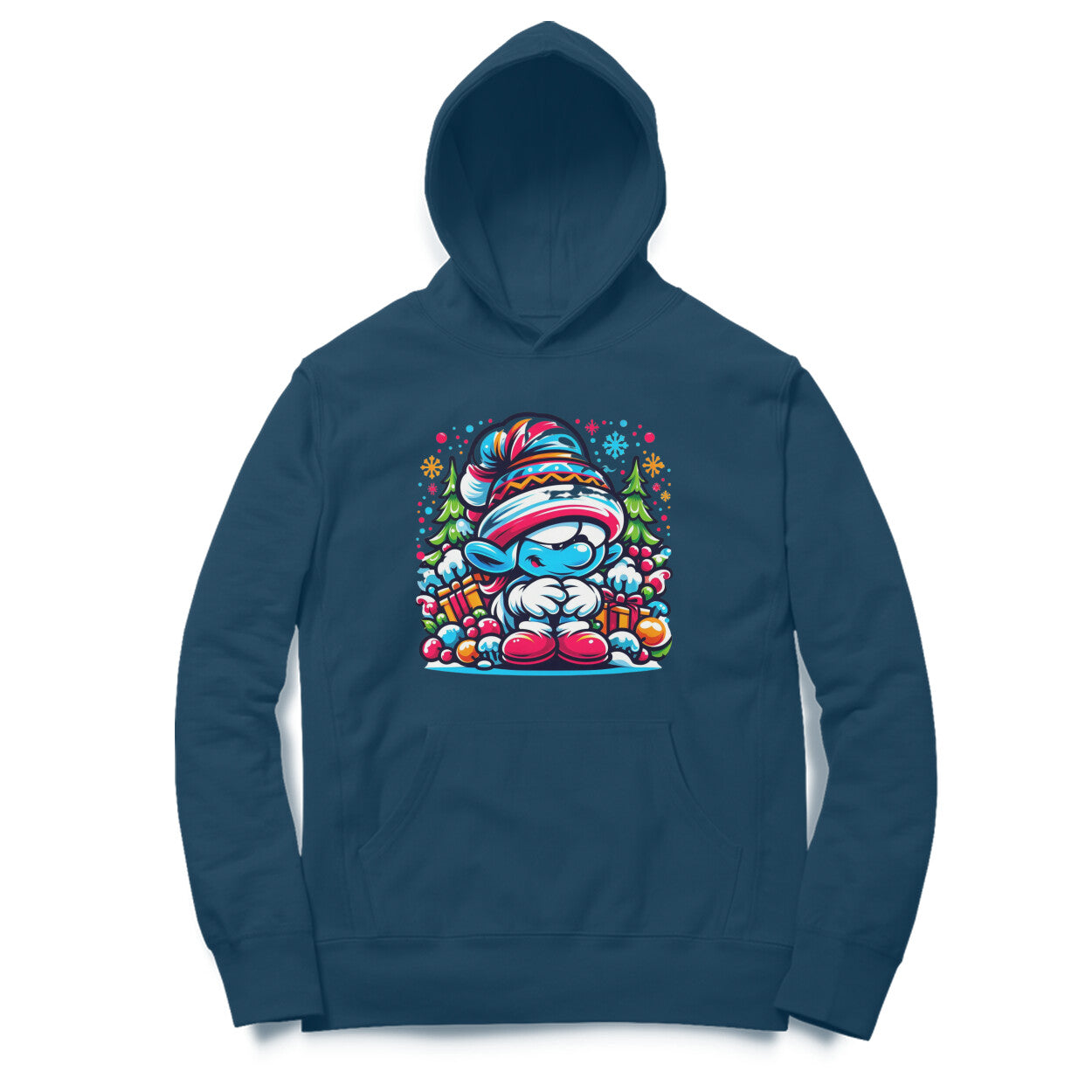 Christmas Smurf Unisex Printed Hoodie - Festive Whimsy Collection