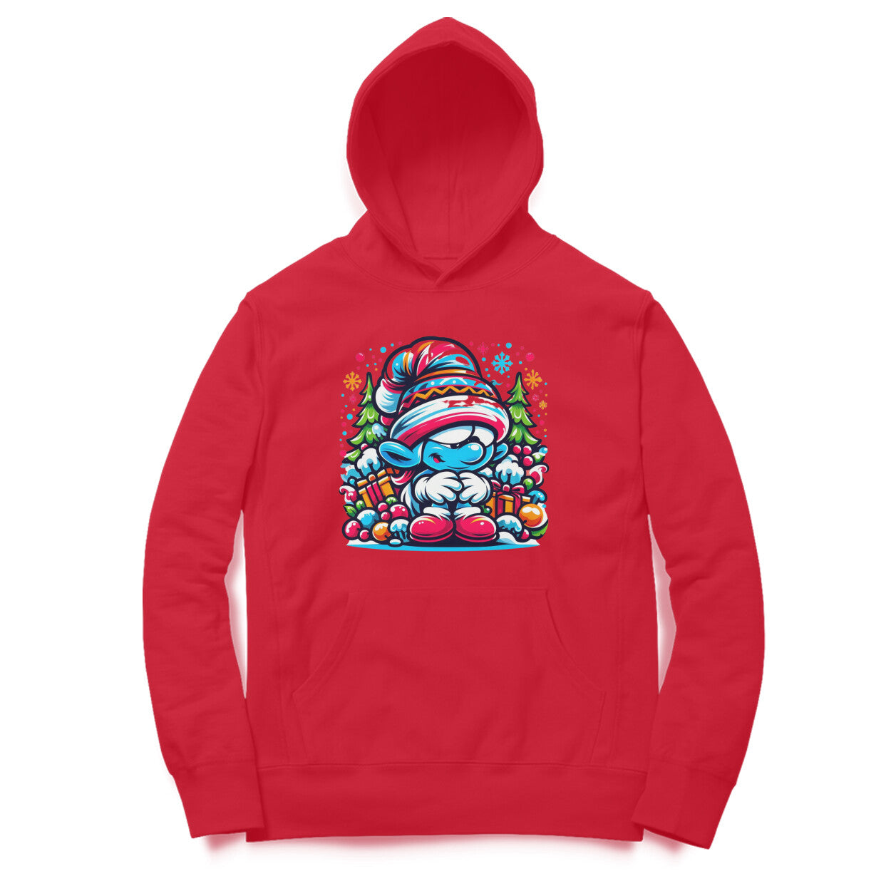 Christmas Smurf Unisex Printed Hoodie - Festive Whimsy Collection