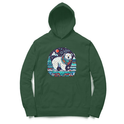 Arctic Serenity Unisex Printed Hoodie - Polar Bear Moonlight Bliss