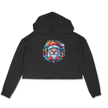 Festive Charm: Women's Santa Claus Printed Crop Hoody