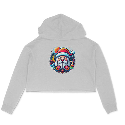 Festive Charm: Women's Santa Claus Printed Crop Hoody