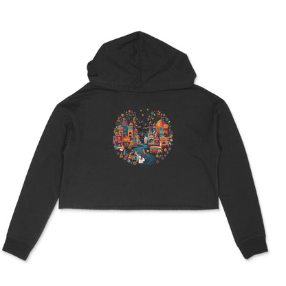 Urban Festivities: Women's Festive City Printed Crop Hoody