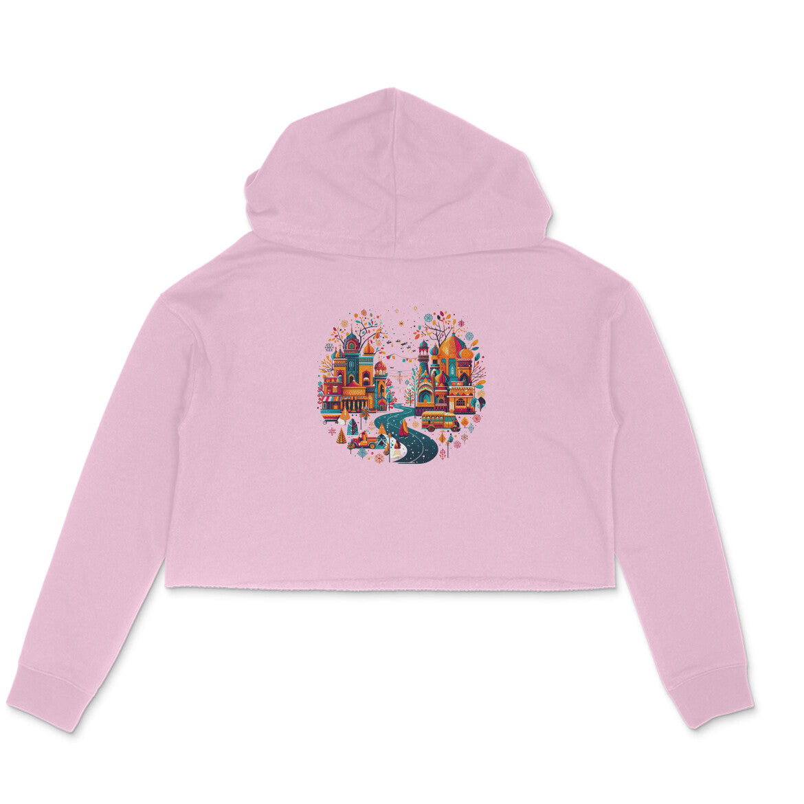 Urban Festivities: Women's Festive City Printed Crop Hoody