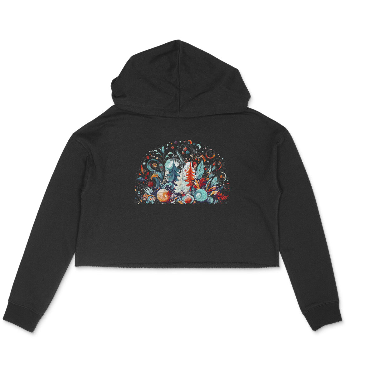 Festive Elegance: Women's Christmas Decoration Printed Crop Hoody