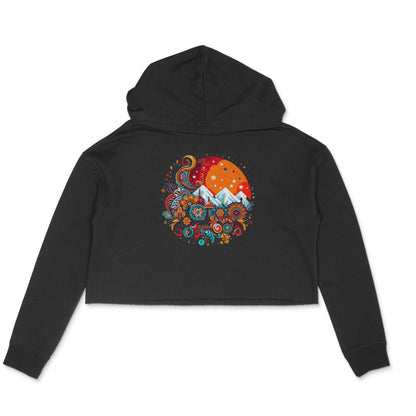 Aurora Dreams: Women's Printed Northern Lights Crop Hoody