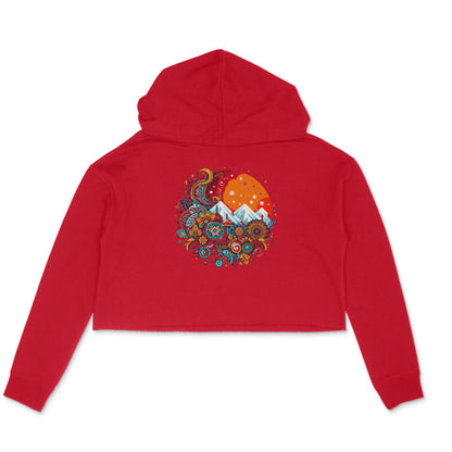 Aurora Dreams: Women's Printed Northern Lights Crop Hoody