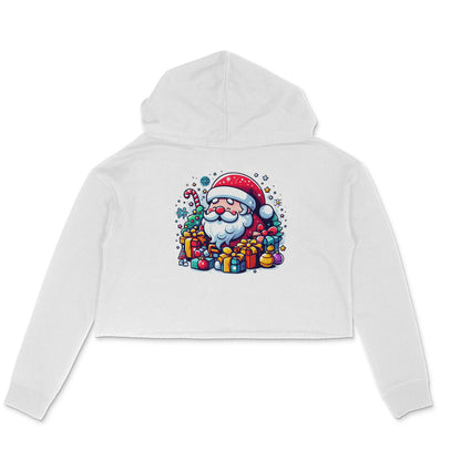 Santa's Surprise: Women's Christmas Crop Hoody with Gift Design