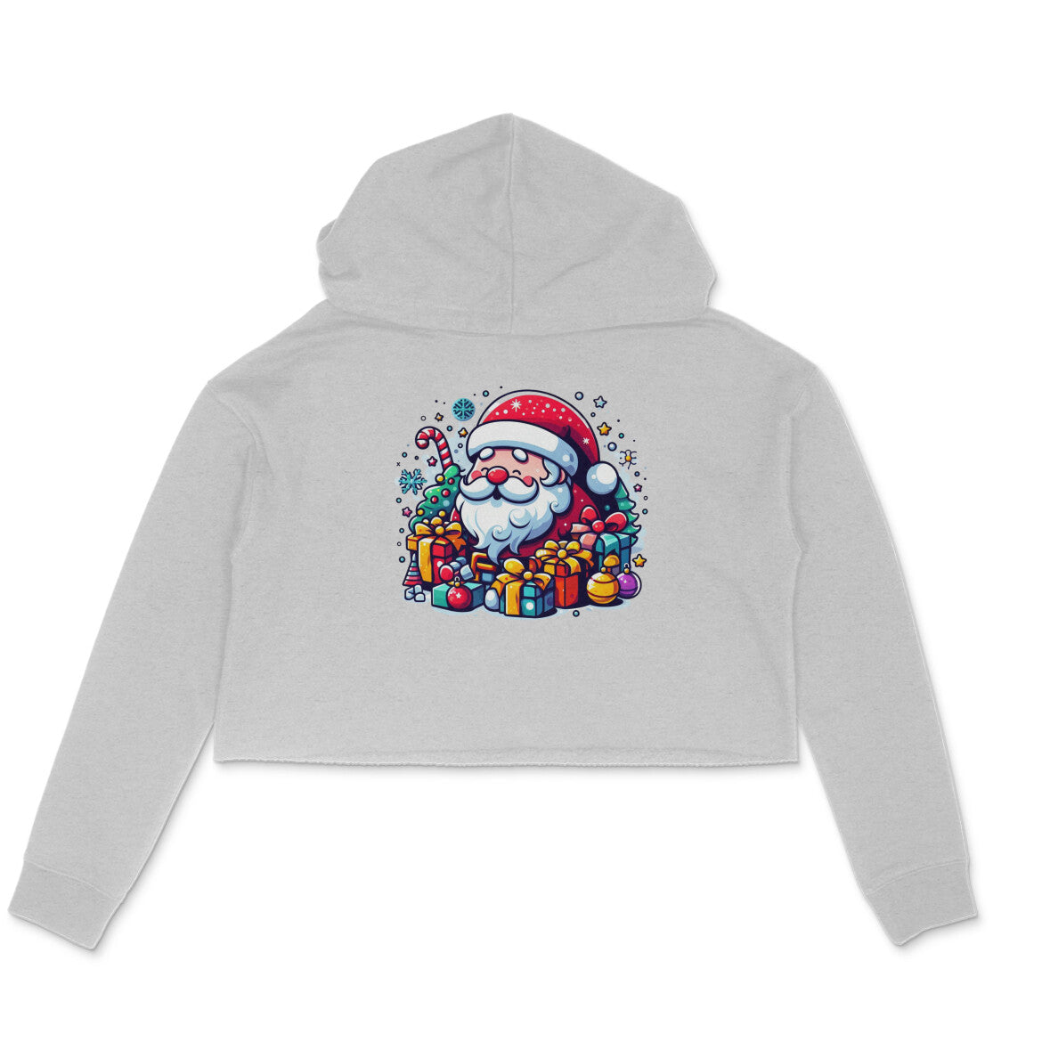 Santa's Surprise: Women's Christmas Crop Hoody with Gift Design