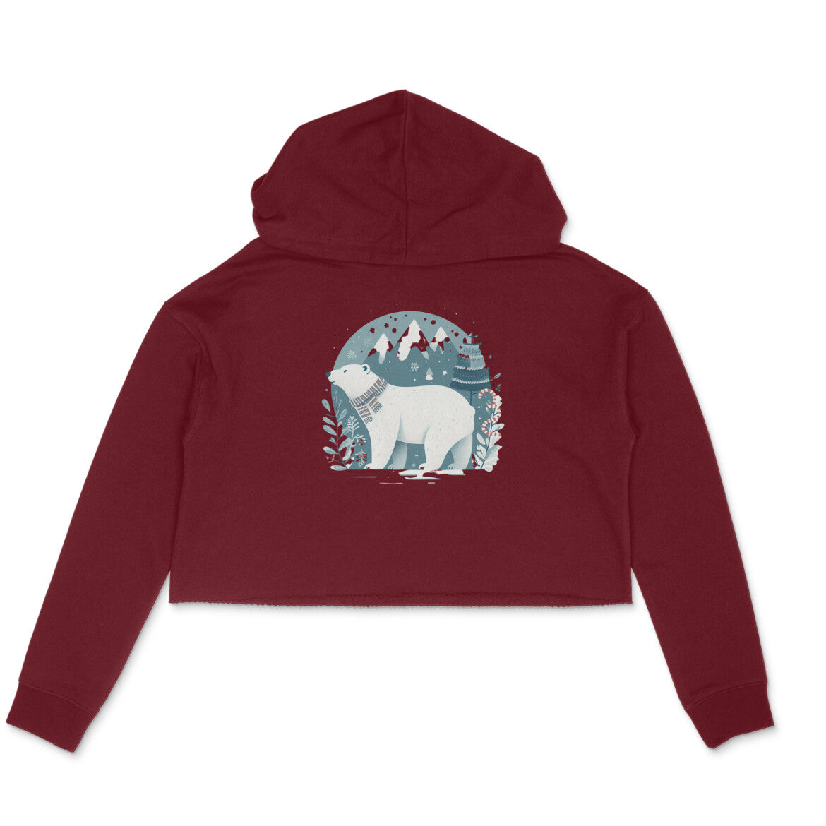 Arctic Majesty: Women's Printed Crop Hoody with Polar Bear