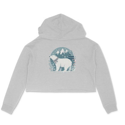 Arctic Majesty: Women's Printed Crop Hoody with Polar Bear