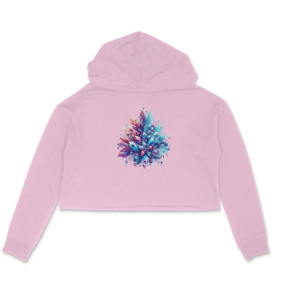 Snowflake Elegance: Women's Printed Crop Hoody with Intricate Snow Crystal