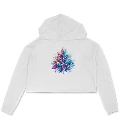 Snowflake Elegance: Women's Printed Crop Hoody with Intricate Snow Crystal