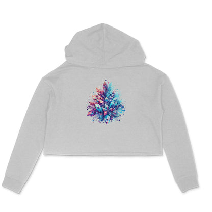Snowflake Elegance: Women's Printed Crop Hoody with Intricate Snow Crystal