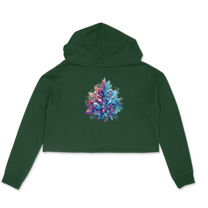 Snowflake Elegance: Women's Printed Crop Hoody with Intricate Snow Crystal