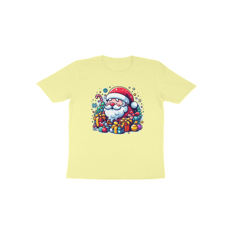 Festive Cheer: Toddler's Santa Claus & Gifts Round Neck T-Shirt