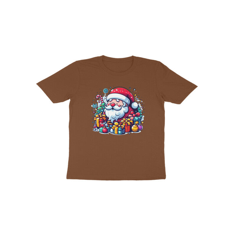 Festive Cheer: Toddler's Santa Claus & Gifts Round Neck T-Shirt