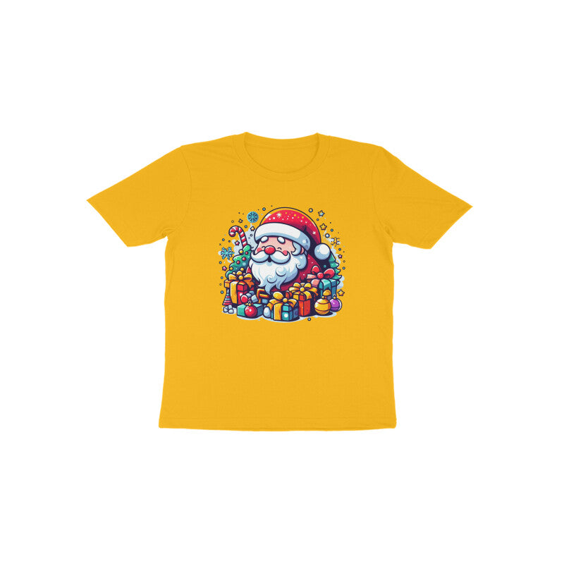 Festive Cheer: Toddler's Santa Claus & Gifts Round Neck T-Shirt