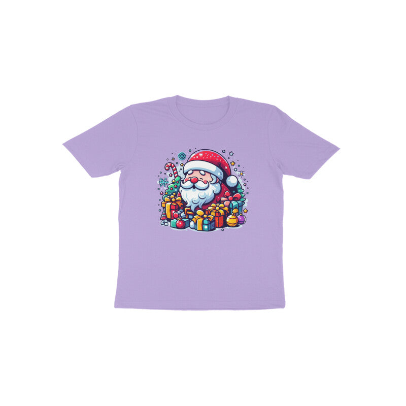 Festive Cheer: Toddler's Santa Claus & Gifts Round Neck T-Shirt