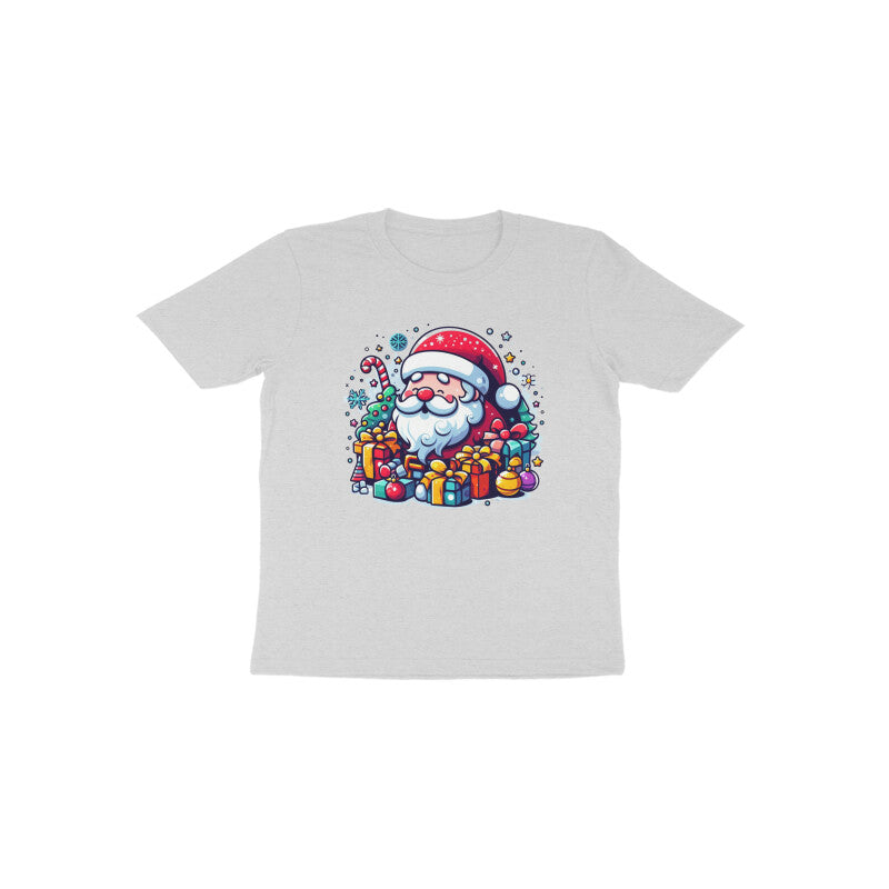Festive Cheer: Toddler's Santa Claus & Gifts Round Neck T-Shirt