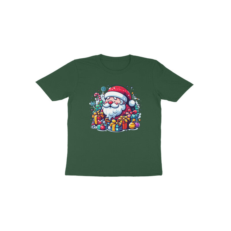 Festive Cheer: Toddler's Santa Claus & Gifts Round Neck T-Shirt