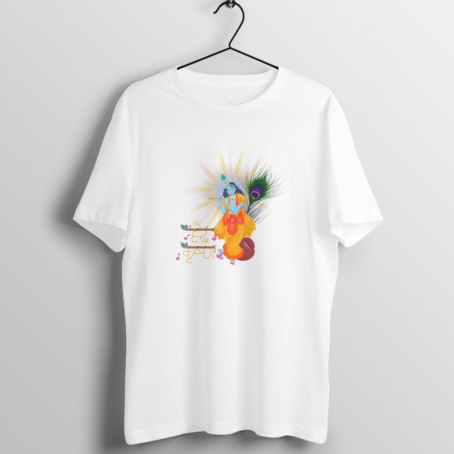 Divine Janmashtami Collection: Men's Round Neck T-Shirt with Shri Krishna Design