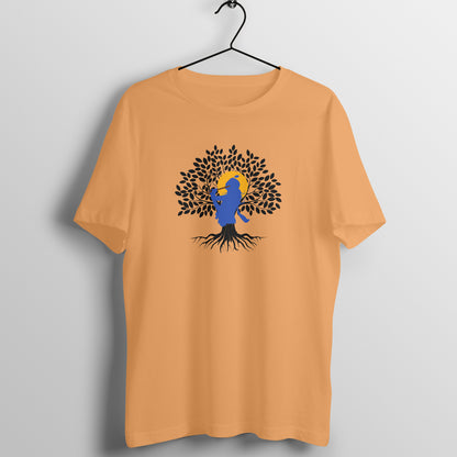 Janmashtami Collection: Men's Round Neck T-Shirt with Shri Krishna Tree of Life Design