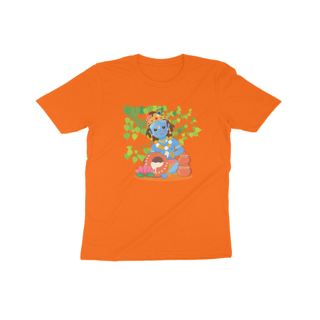 Janmashtami Collection: Kid's Round Neck T-Shirt with Adorable Baby Shri Krishna Design