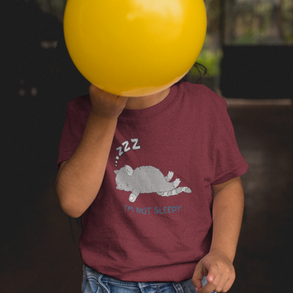 Cute Cat Nap: Toddler's Round Neck T-Shirt with Witty Message